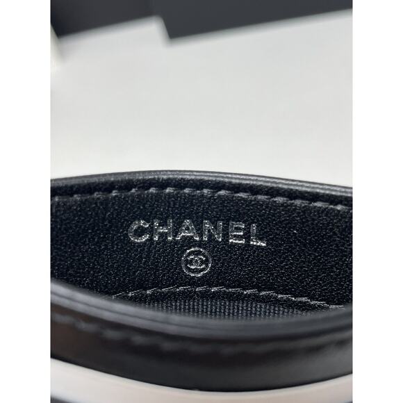 Chanel Classic Flat So Black Card Holder Lambskin Leather Wallet New 24S - Picture 9 of 11